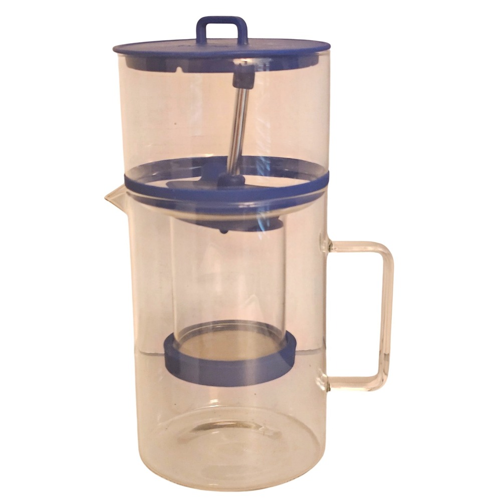 Cold Bruer Slow Drip Cold Brew Coffee Maker Glass Blue Silicone 20oz Carafe
